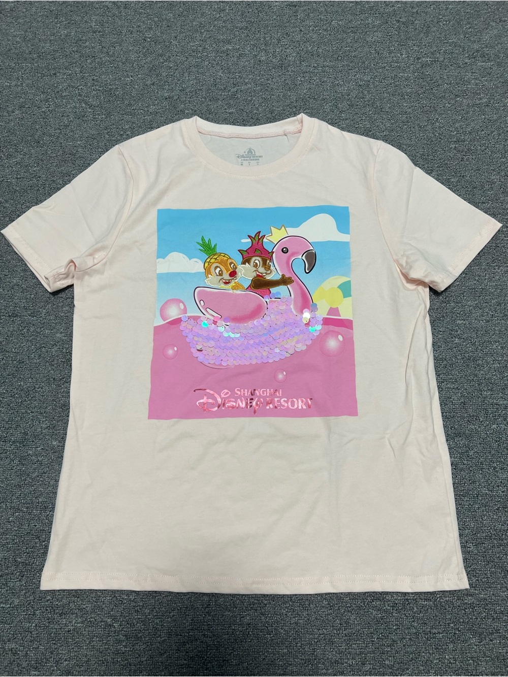 Shanghai Disney Resort Chip and Dale Pink Short Sleeve Graphic Tee Adult L